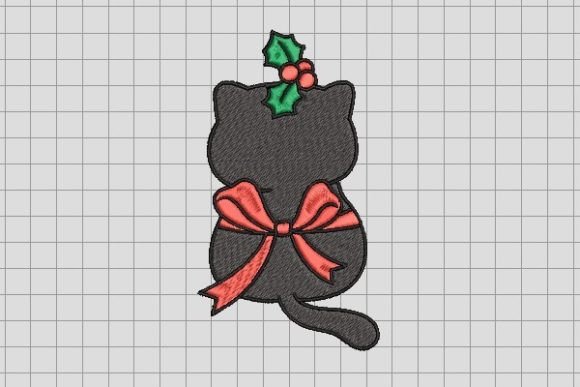 Christmas Black Cat with Bow Embroidery Review