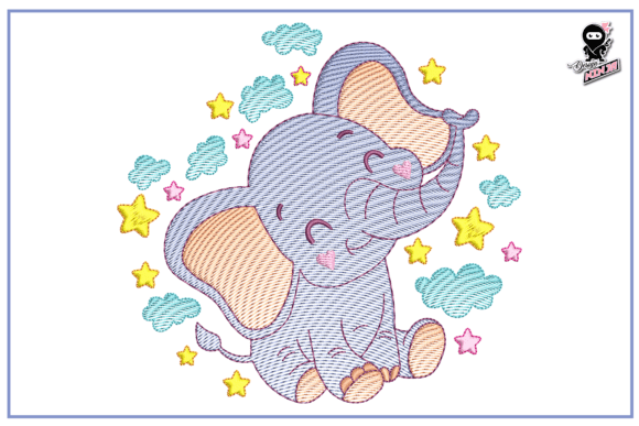 Cute Baby Elephant Embroidery for Nursery Projects