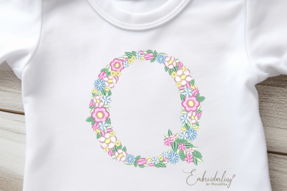 Floral Letter Q Embroidery for Seasonal Projects